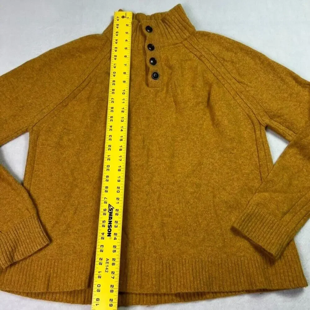 Banana Republic Sweater Men's XL Henley Mock Neck Mustard Yellow Wool